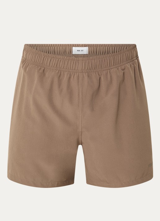 NN.07 Holiday zwemshort met steekzakken en logo - voorkant 2 lichtbruin