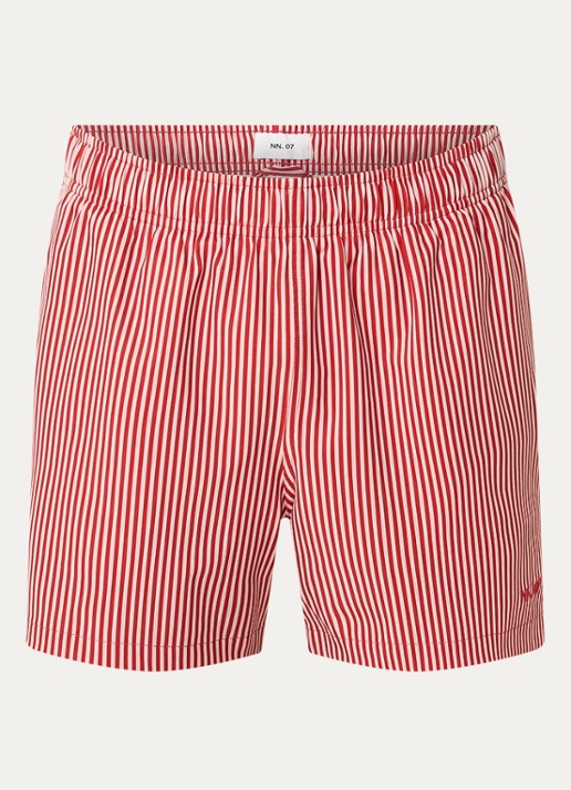 NN.07 Holiday zwemshort met steekzakken en logo - voorkant 3 kersenrood