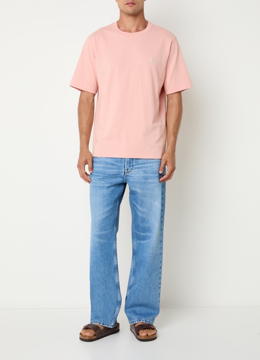 NN.07 Jett T-shirt met borduring - voorkant 3 abrikoos