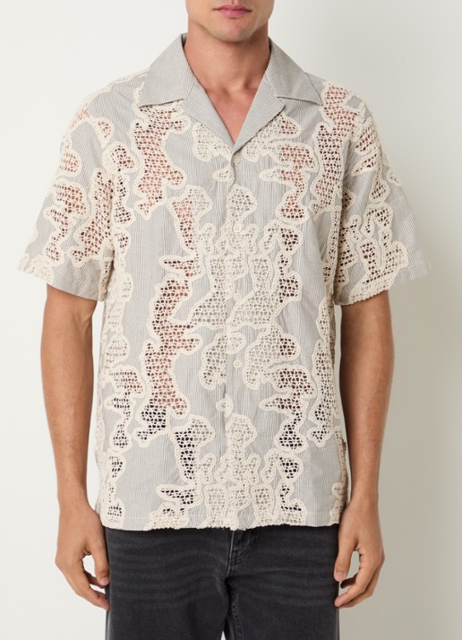 NN.07 Julio overhemd met streepprint van broderie