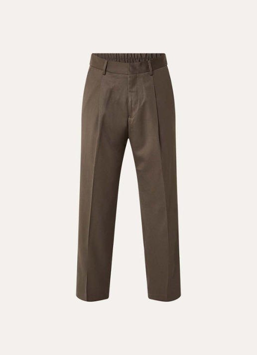 NN.07 Kay straight fit pantalon in wolblend met steekzakken - voorkant 4 khaki