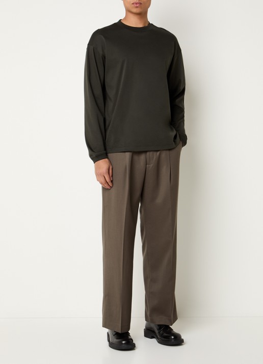 NN.07 Kay straight fit pantalon in wolblend met steekzakken - voorkant 5 khaki