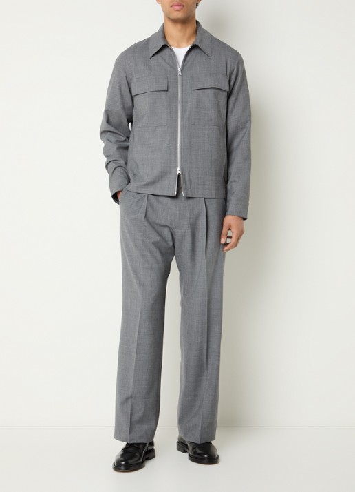 NN.07 Kay straight fit pantalon in wolblend met steekzakken - voorkant 2 grijs