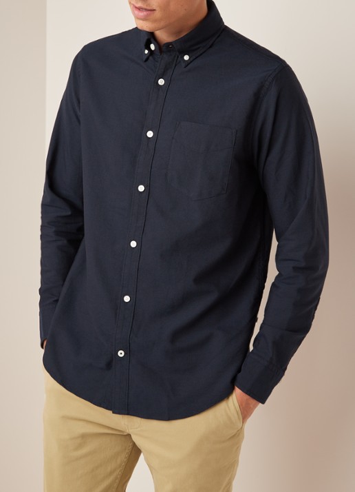 NN.07 Levon regular fit button down-overhemd - detail 3 donkerblauw