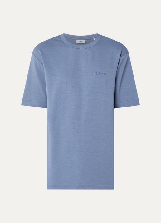 NN.07 Nat T-shirt met ronde hals - voorkant 3 staalblauw