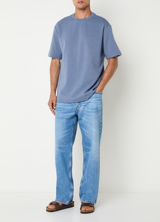 NN.07 Nat T-shirt met ronde hals - voorkant 4 staalblauw