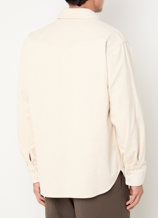 NN.07 Overshirt van corduroy met borstzakken - achterkant gebroken wit