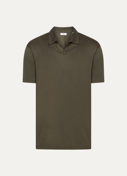 NN.07 Paul regular fit polo van  katoen - voorkant 2 bronsgroen