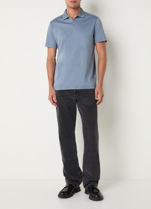 NN.07 Paul regular fit polo van katoen - voorkant 3 blauwgrijs