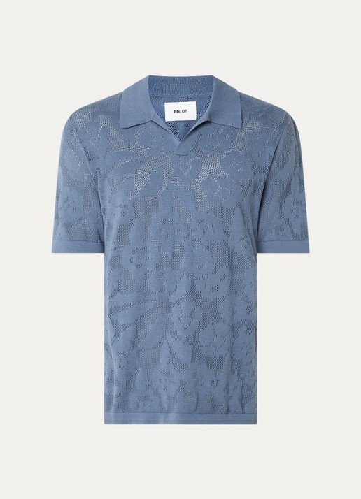 NN.07 Polo met structuur - voorkant 2 staalblauw