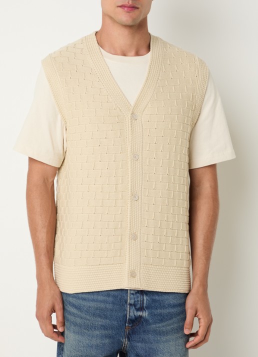 NN.07 Reece grofgebreid gilet met structuur