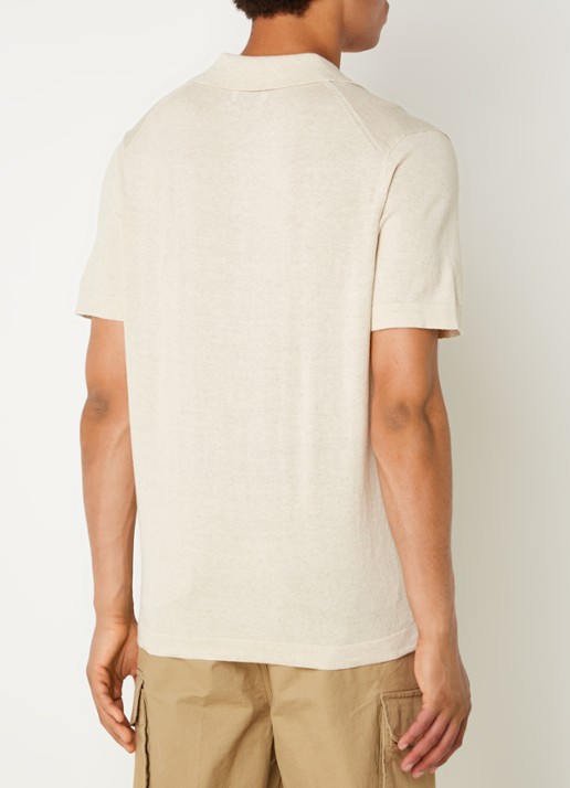 NN.07 Ryan regular fit polo in linnenblend - achterkant 3 donkerbeige