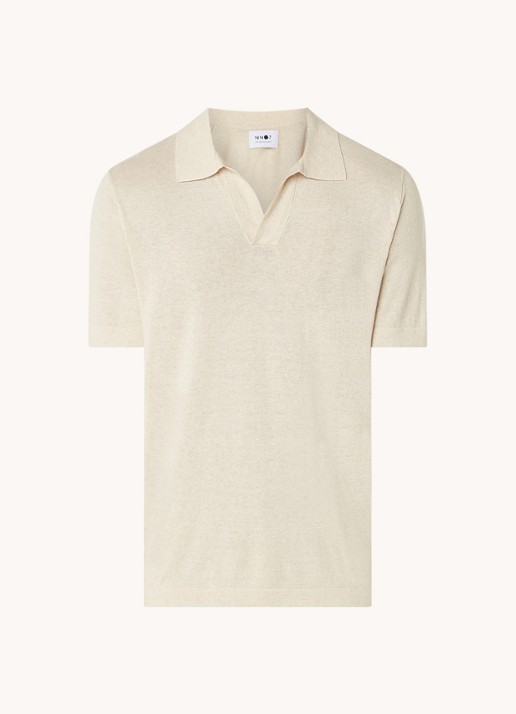 NN.07 Ryan regular fit polo in linnenblend - voorkant donkerbeige