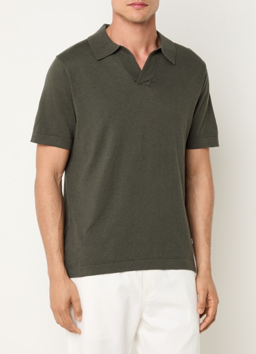 NN.07 Ryan regular fit polo in linnenblend - detail 4 groen
