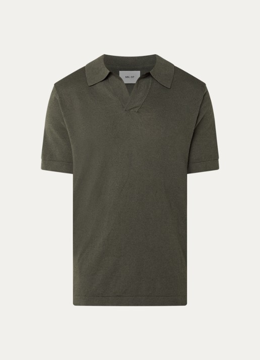NN.07 Ryan regular fit polo in linnenblend - voorkant groen