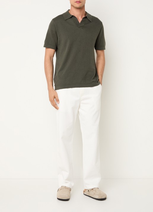 NN.07 Ryan regular fit polo in linnenblend - voorkant 2 groen