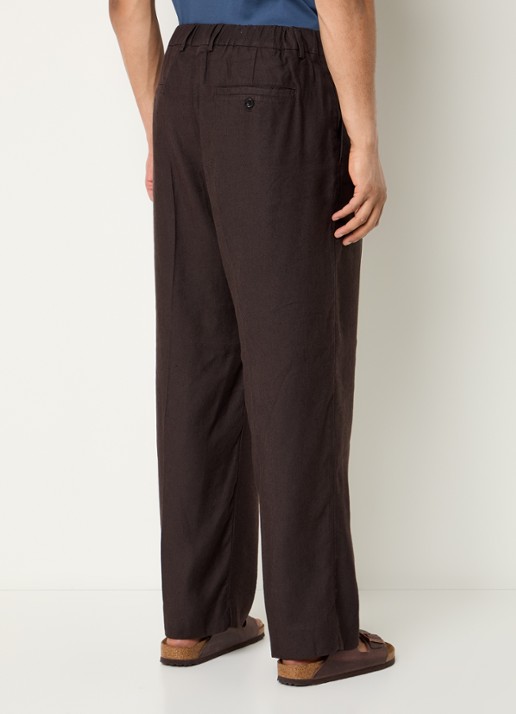 NN.07 Straight fit pantalon met steekzakken - achterkant donkerbruin