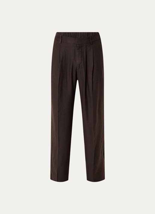 NN.07 Straight fit pantalon met steekzakken - voorkant 2 donkerbruin