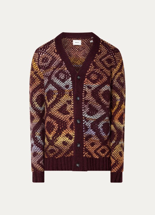 NN.07 Viggo grofgebreid vest in alpaca wolblend met grafische print