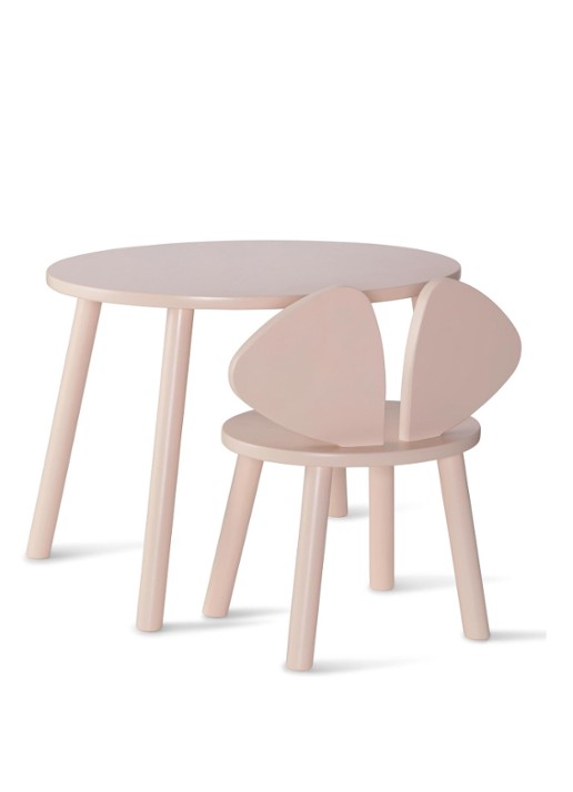 Nofred Mouse kinderstoel + kindertafel set  - voorkant lichtroze
