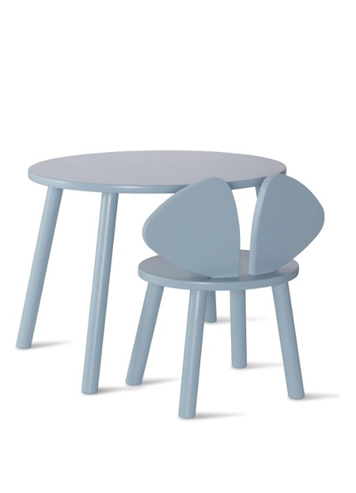 Nofred Mouse kinderstoel + kindertafel set  - voorkant lichtblauw