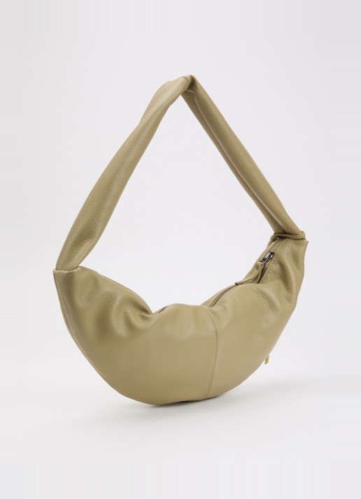 Nona Banana XL crossbodytas van leer - achterkant lindegroen