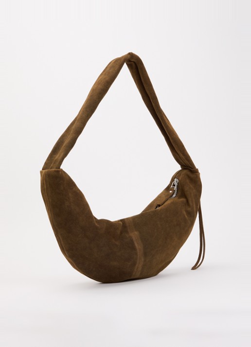 Nona Banana XL crossbodytas van suède  - achterkant 5 donkerbruin