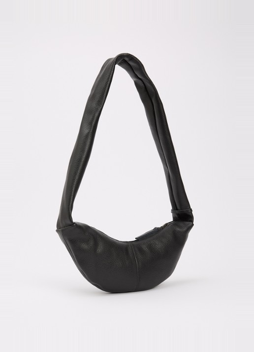 Nona Banana XS crossbodytas van leer  - achterkant zwart