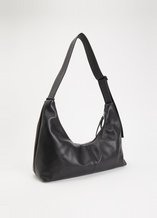 Nona Large Slouchy crossbodytas van leer - achterkant 2 zwart