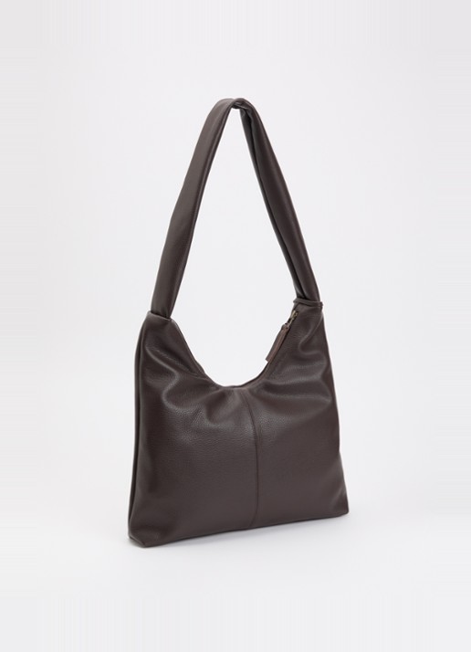 Nona M crossbodytas van leer - achterkant 2 donkerbruin