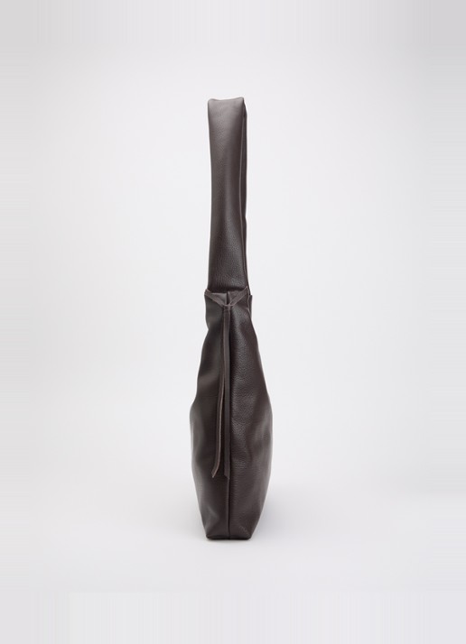 Nona M crossbodytas van leer - detail 4 donkerbruin