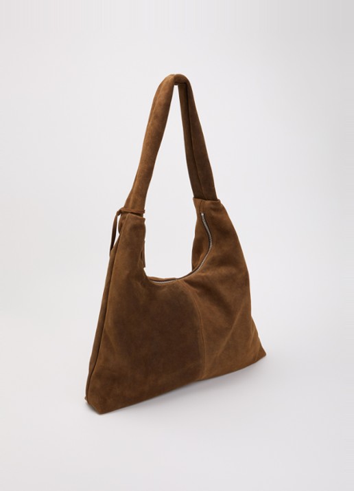 Nona XL crossbodytas van suède - achterkant bruin