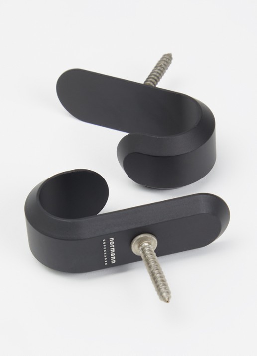 Normann Copenhagen Curve Mini wandhaak set van 2 - voorkant 2 zwart