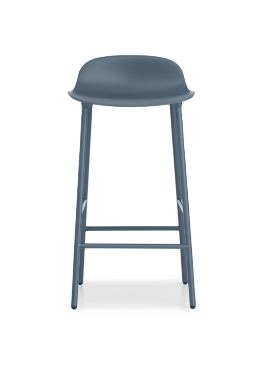 Normann Copenhagen Form Barstool barkruk 65 cm met stalen onderstel  - voorkant blauw