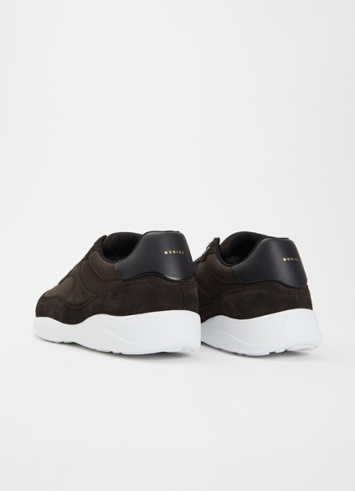 Nubikk Denzel Dane sneaker van mesh met suède details - achterkant 5 donkerbruin