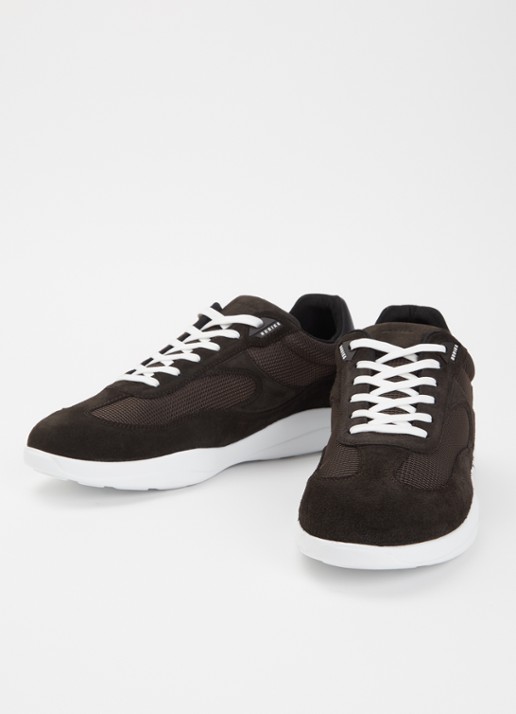 Nubikk Denzel Dane sneaker van mesh met suède details - detail donkerbruin