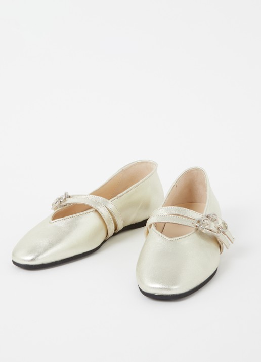 Nubikk Gisele Grace ballerina van leer met metallic finish - detail 4 goud