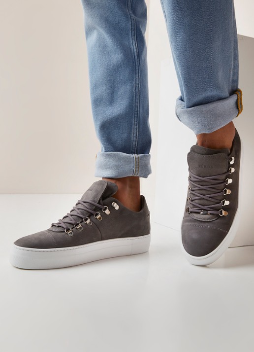 Nubikk Jagger Classic II sneaker van nubuck - voorkant 2 middengrijs
