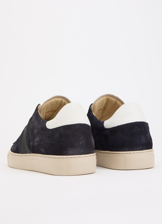 Nubikk Jase Morris sneaker van suède met leren details - achterkant 5 donkerblauw