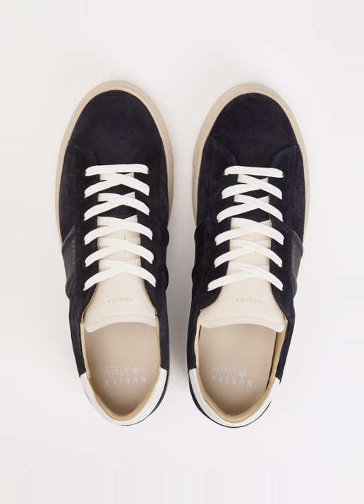 Nubikk Jase Morris sneaker van suède met leren details - detail 3 donkerblauw