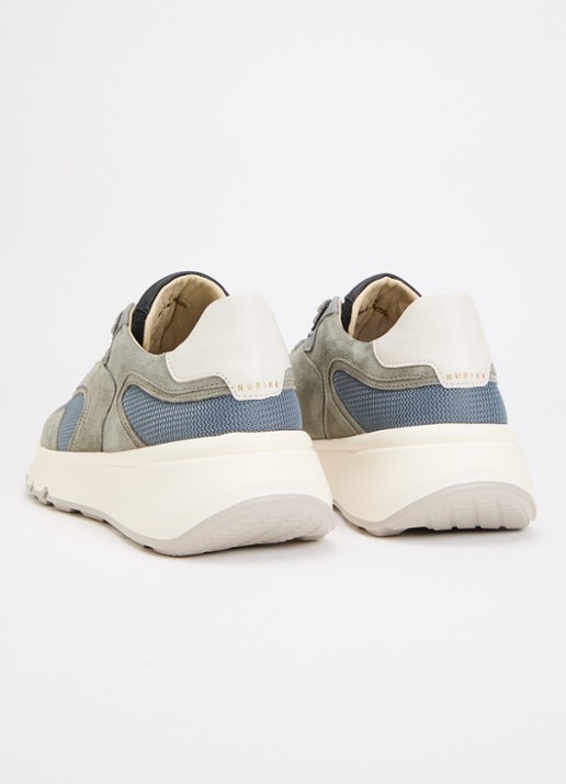 Nubikk Luca Noa sneaker met leren en suède details - achterkant 4 grijs