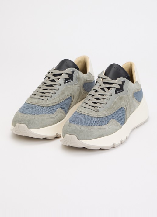 Nubikk Luca Noa sneaker met leren en suède details - detail grijs