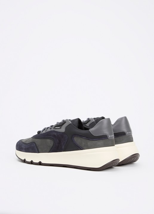 Nubikk Luca Noa sneaker van suède met mesh details - achterkant 2 antraciet
