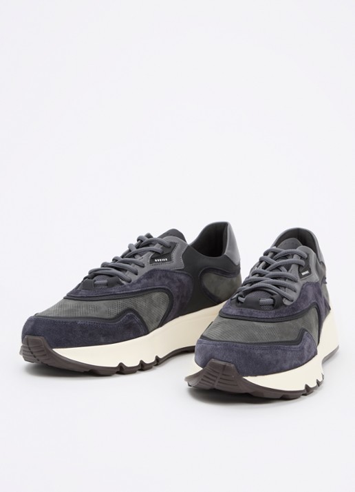 Nubikk Luca Noa sneaker van suède met mesh details - detail 3 antraciet