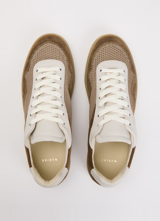 Nubikk Ray Joss sneaker van suéde met details van mesh en leer  - detail 4 bruin