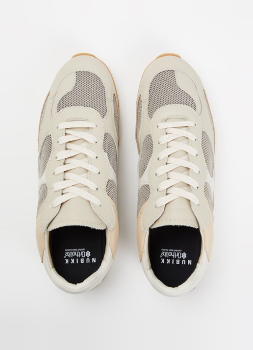 Nubikk Riley Morgan sneaker van leer met mesh details - detail 2 donkerbeige