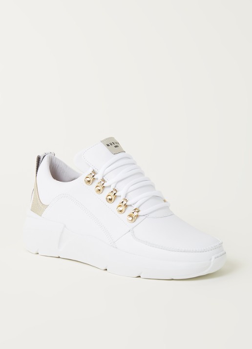 Nubikk Roque Royal L sneaker van leer met suède details - voorkant 4 wit