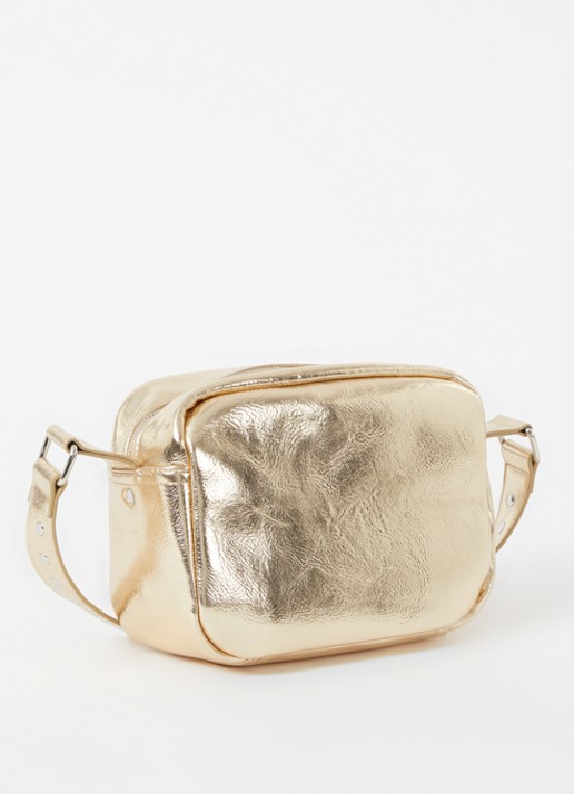 Núnoo Ellie schoudertas met afneembare schouderriem en metallic finish - achterkant goud