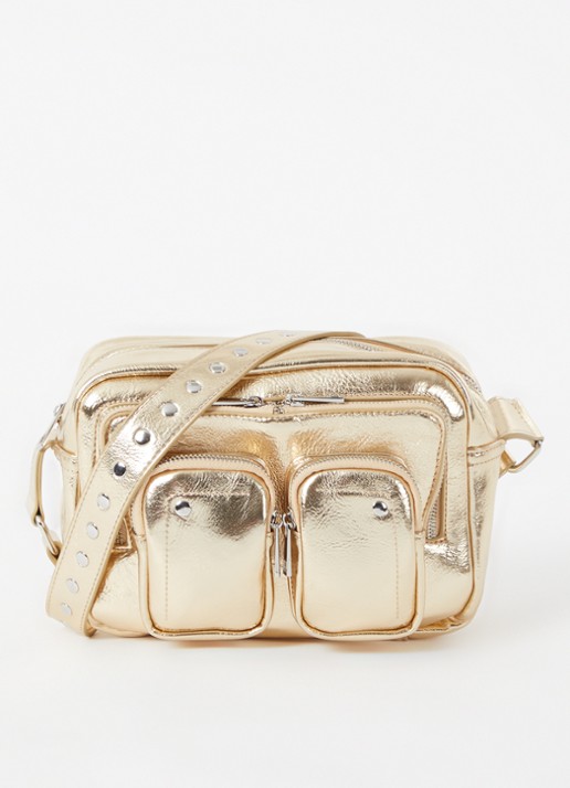 Núnoo Ellie schoudertas met afneembare schouderriem en metallic finish - voorkant 2 goud