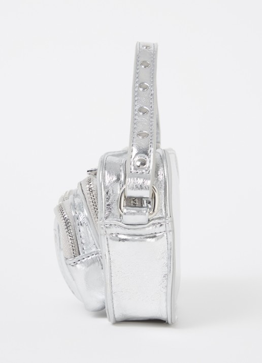 Núnoo Helena handtas met afneembare schouderriem en metallic finish - detail 2 zilver